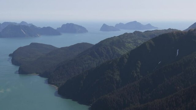 Aerial of glaciers and mountains in Kenai Fjords National Park, Alaska
