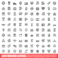 Fototapeta na wymiar 100 brand icons set. Outline illustration of 100 brand icons vector set isolated on white background