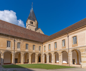 Fototapeta na wymiar Cluny, France - 08 28 2021: View from cloister of Cluny abbey