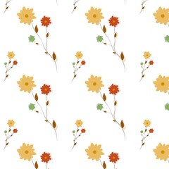Vector pattern with autumn flowers. Pattern for fabric. 