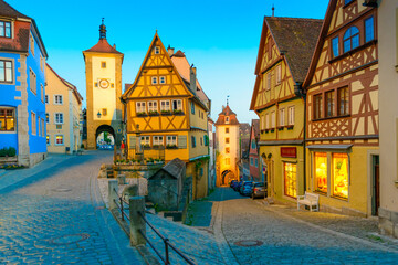 Siebersturm and Kobolzeller Tower, Medieval City of Rothenburg ob der Tauber, Germany