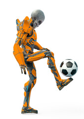 mega alien is playing football