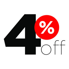 4%. number four percent off. modern font to use as a tag in digital marketing promotions and discounts. eps10