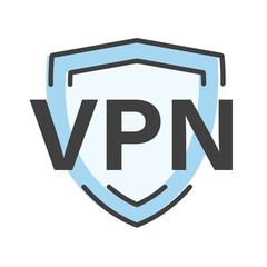 VPN (Virtual Private Network) acronym on shield icon- vector illustration