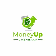 Money logo vector design. Cashback service logo template. Business and finance icon. Money with arrow up. Currency. Financial support