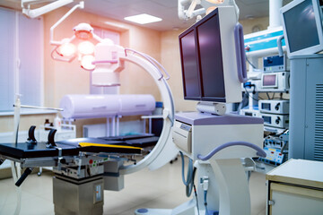 Modern hospital emergency ward. Professional surgical healthcare technology.