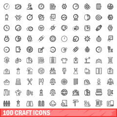 100 craft icons set. Outline illustration of 100 craft icons vector set isolated on white background
