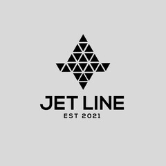 Jet plane with triangle art style logo design illustration