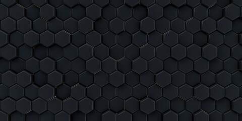 Futuristic Hexagon background.  Dark horizontal background with hexagons 