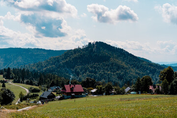 view of the mountain peak of Beskid Poland