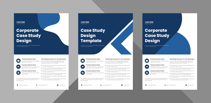 case study flyer design template bundle. case study cover poster leaflet 3 in 1 design. bundle, 3 in 1, a4 template, brochure design, cover, flyer, poster, print-ready
