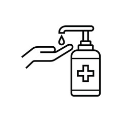Hand sanitizer icon isolated on white background from coronavirus collection. Hand sanitizer vector design illustration. Hand sanitizer pump bottle, washing gel, alcohol gel,