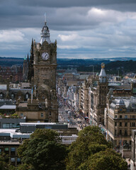 Princes street and Balmoral in Edinburgh