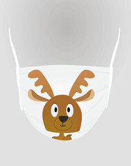 Surgery mask New year pattern. vector