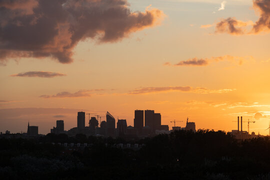 Sunrise city skyline