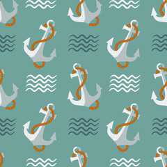 Seamless pattern with anchor and rope. Suitable for fabric, textile, wrapping, wallpaper. © Logvin art