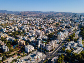 Aerial view of seaside city on the Mediterranean sea coast