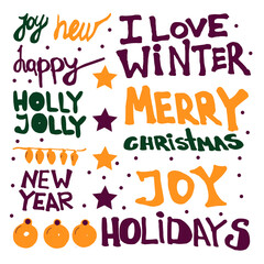 vector inscriptions on the new year and Christmas