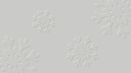 White winter card design with paper art snowflakes background.