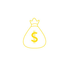 Dollar bag icon vector isolated on white background. Trendy dollar bag icon in flat style. Template for app, ui and logo. Icon dollar bag for your web site. Modern dollar bag icon