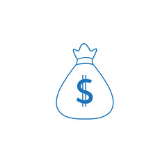 Dollar bag icon vector isolated on white background. Trendy dollar bag icon in flat style. Template for app, ui and logo. Icon dollar bag for your web site. Modern dollar bag icon