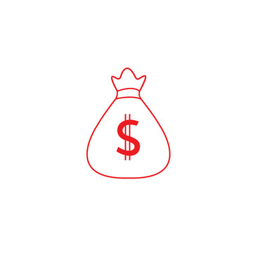 Dollar bag icon vector isolated on white background. Trendy dollar bag icon in flat style. Template for app, ui and logo. Icon dollar bag for your web site. Modern dollar bag icon