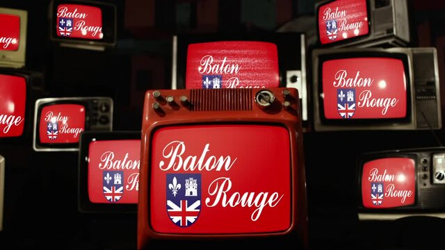 Flag of Baton Rouge, Louisiana, and Vintage Televisions.