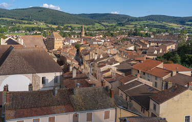 Fototapeta na wymiar Cluny, France - 08 28 2021: Panoramic view from the cheese tower