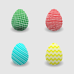 A collection of Easter eggs.Big collection of eggs with different textures.Vector flat illustration
