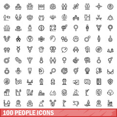 Naklejka na ściany i meble 100 people icons set. Outline illustration of 100 people icons vector set isolated on white background