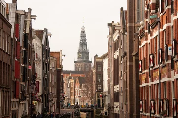 Deurstickers Amsterdam huizen in amsterdam