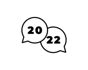 Happy New Year 2022 text design. for Brochure design template, card, banner. Vector illustration. Isolated on white background.
