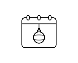 Obraz premium Merry Christmas and happy new year calendar illustration. Simple calendar icon with christmas ball in flat style. Vector illustration