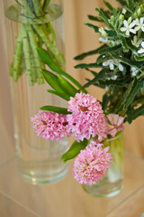 Bouquets decorated in a party banquet hall