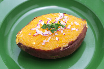 coconut kau kau is a papua new guinean baked sweet potato with coconut cream.