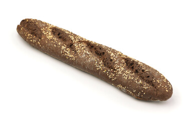 Whole loaf of rye bread with sesame seeds