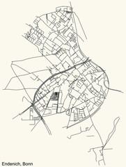 Obraz premium Detailed navigation urban street roads map on vintage beige background of the quarter Endenich sub-district of the German capital city of Bonn, Germany