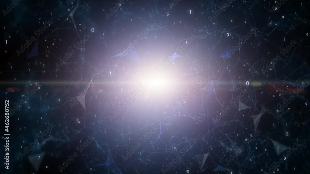 Wall mural futuristic digital computer cyberspace network with binary numbers technology copy space background.