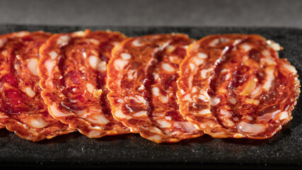 close up of salami