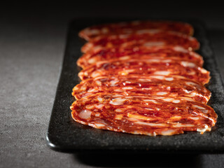 Sliced Salami Sausage on a Plate