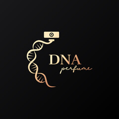 DNA perfume logo on black design background