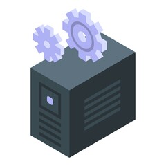 Pc software icon isometric vector. Computer maintenance. Data work