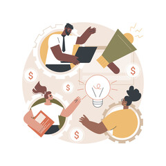 Marketing team abstract concept vector illustration. Digital marketing metrics measurement, team lead, campaign strategy development, members responsibilities, design service abstract metaphor.