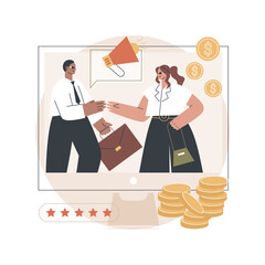 Affiliate marketing abstract concept vector illustration. Target affiliate program, digital marketing tool, internet promotion strategy, online sales management, partner website abstract metaphor.