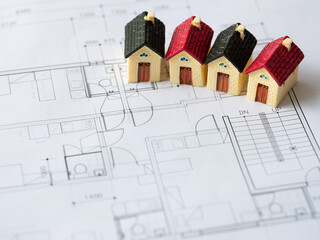 House miniatures on interior drawings