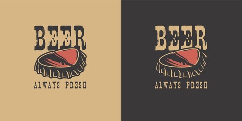 Beer cap for bar. Original brew design with metal cork from bottle for craft beer, pab or brewery