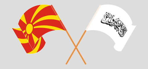 Crossed flags of North Macedonia and Taliban. Official colors. Correct proportion