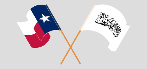 Crossed flags of the State of Texas and Taliban. Official colors. Correct proportion
