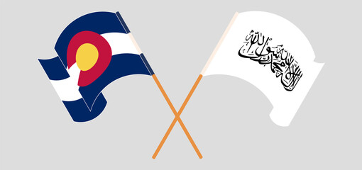 Crossed flags of The State of Colorado and Taliban. Official colors. Correct proportion