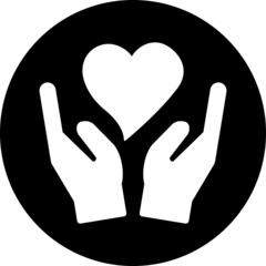 Protect love symbol, Heart with hands line icon